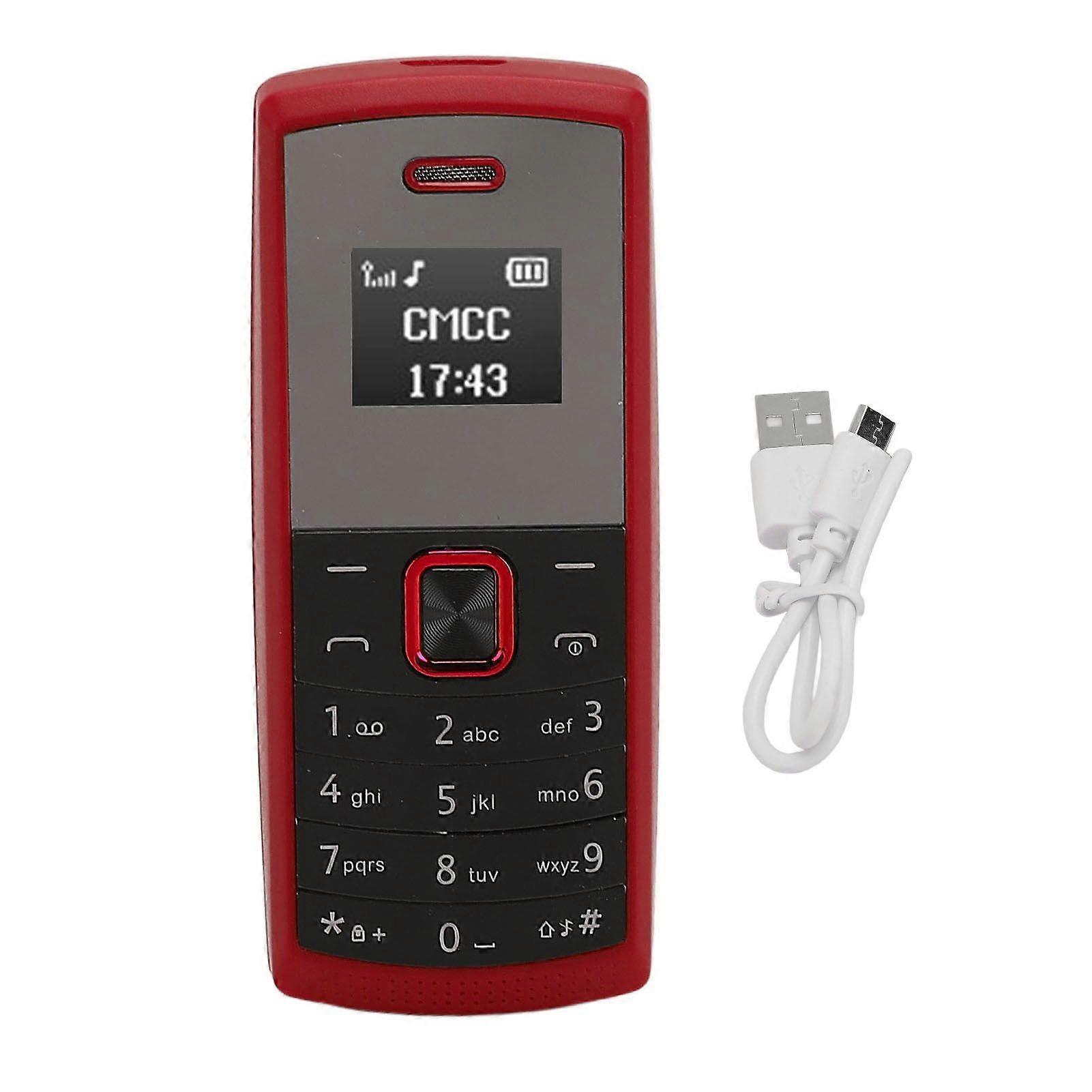 BM01 Smallest Mobile Phone 2 in 1 Miniature Cell Phone with Speakerphone BT Support Dual SIM Card GSM Cell Phone Red