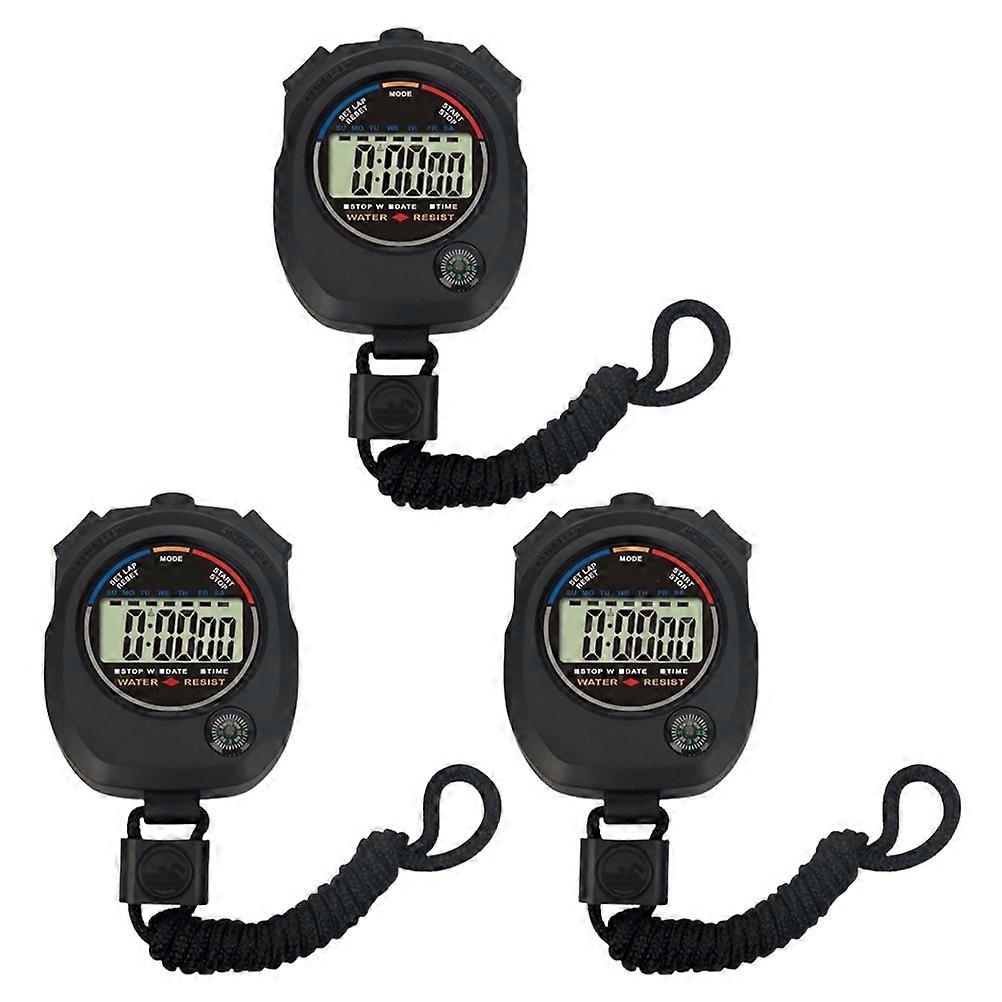 Digital Sports Stopwatch Timer Simple Design For Athletes 8.30 x 6.50 x 2.30 Cm 3Pack