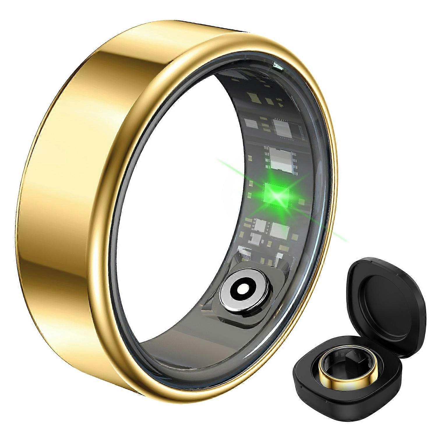 SH R99 Smart Ring Heart Rate Blood Oxygen Sleep Monitoring Finger Ring with Charging Case - Gold #12
