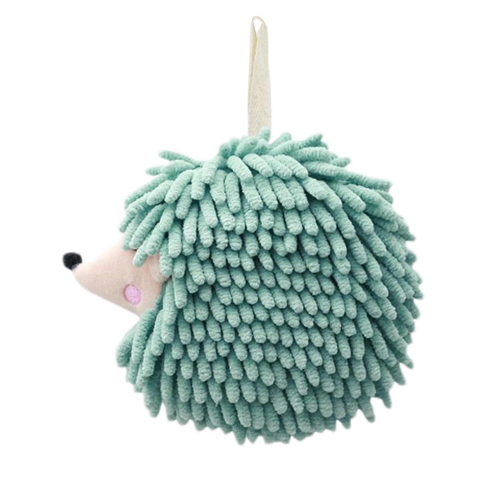Hand Towels Bathroom Fuzzy Ball Chenille Hedgehog Pattern Loop Decor Absorbent Green