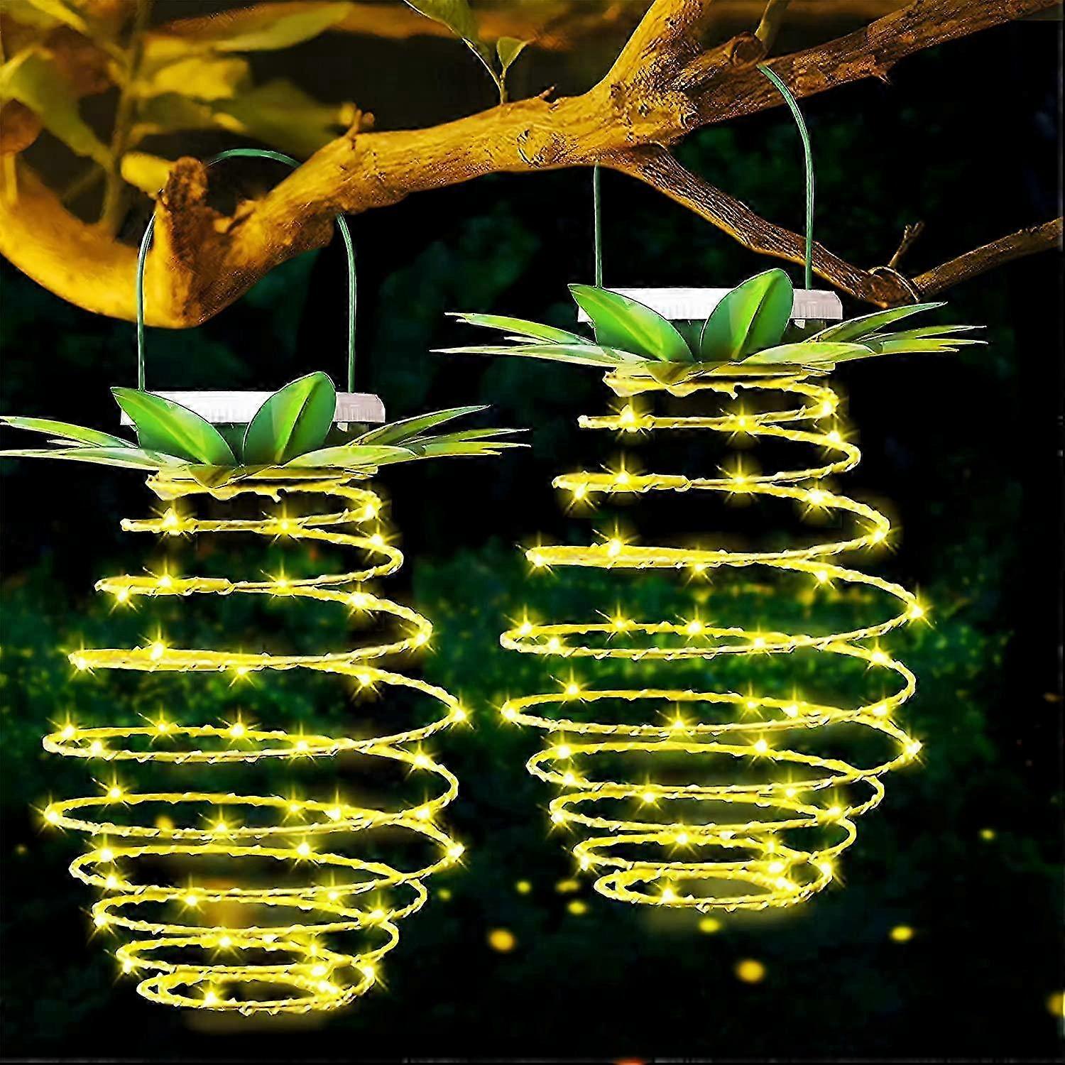 2 Pack Solar Lights, Hanging Pineapple Lantern Lights 25-26