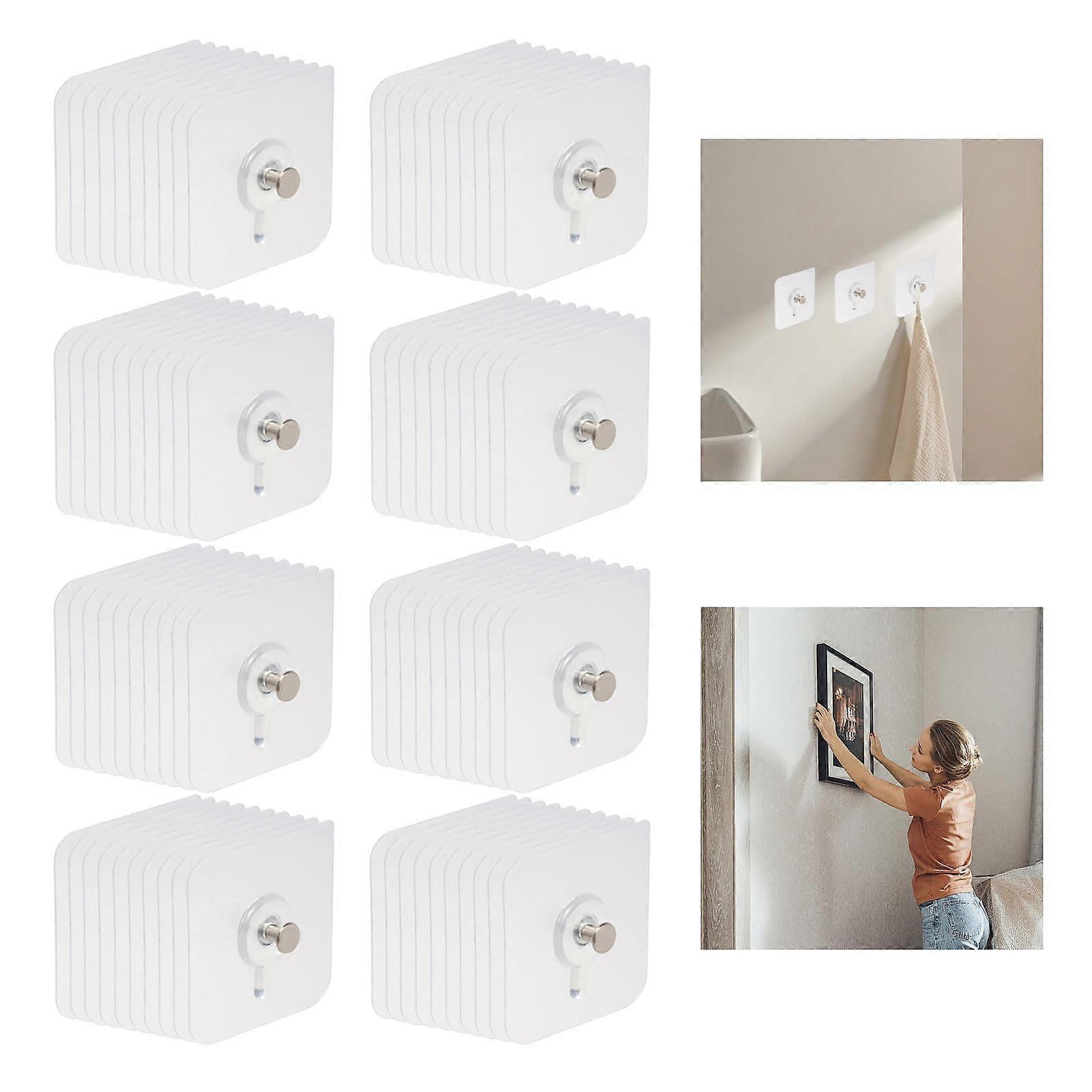 Transparent Wall Mounts 80Pack Heavy Duty Hooks 3 Kg Load Capacity For Photo Frames Small Canvases Towels