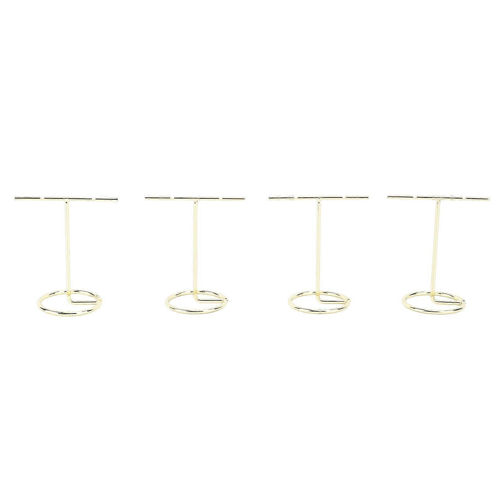 4pcsT字型イヤリングディスプレイスタンドジュエリーディスプレイスタンド写真小道具T字型スロットネックレススタンドストアクローゼットゴールド用