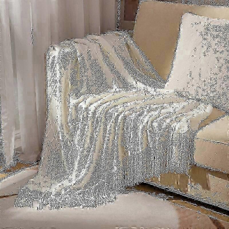 Nordic Knitted Throw Blanket: Soft, Textured & Solid for Sofa, Bed & European Christmas Decor