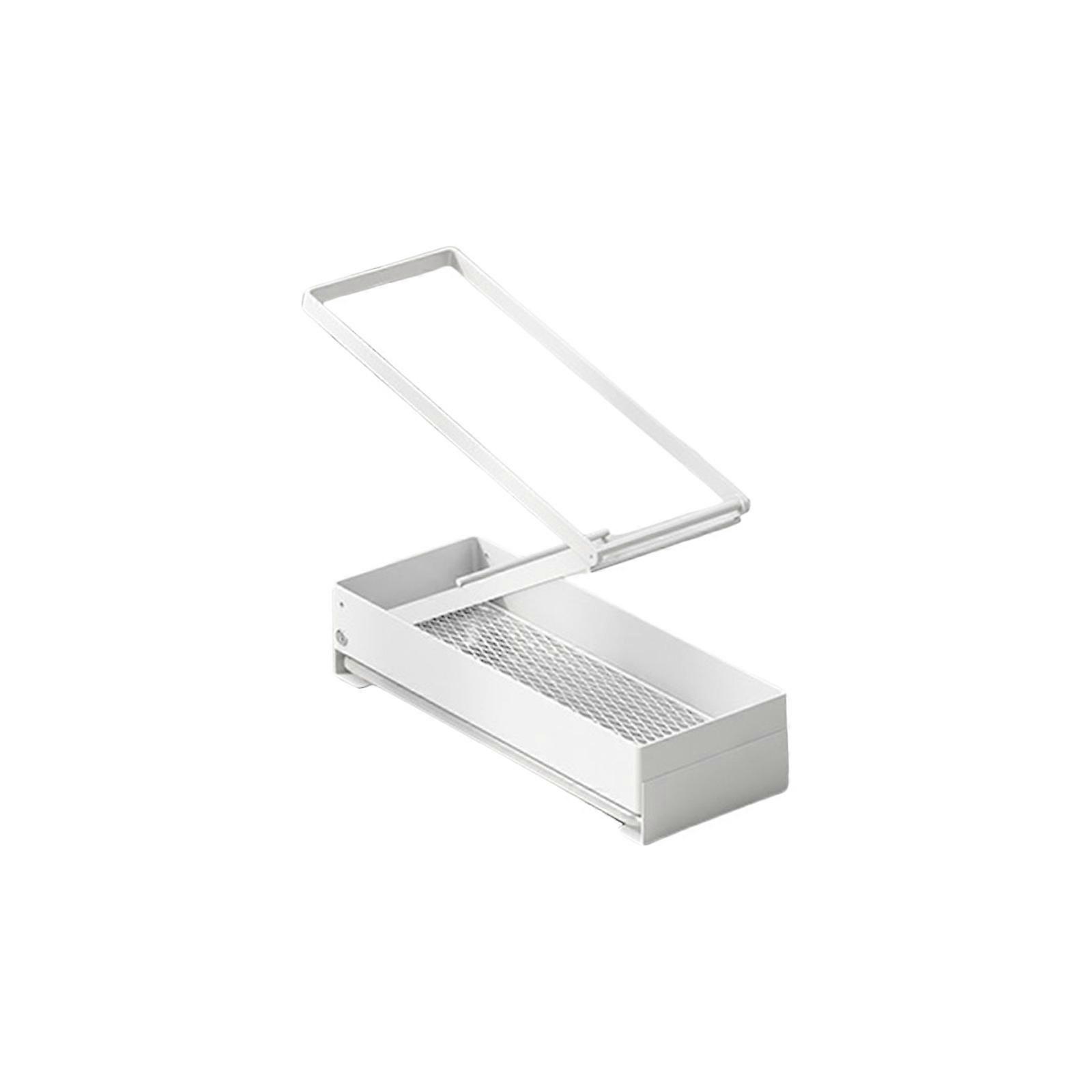 Sink Organizer for Kitchen Tool and Detergents Space Saving Foldable Storage Rack with Drain Tray Sponges Holder  White