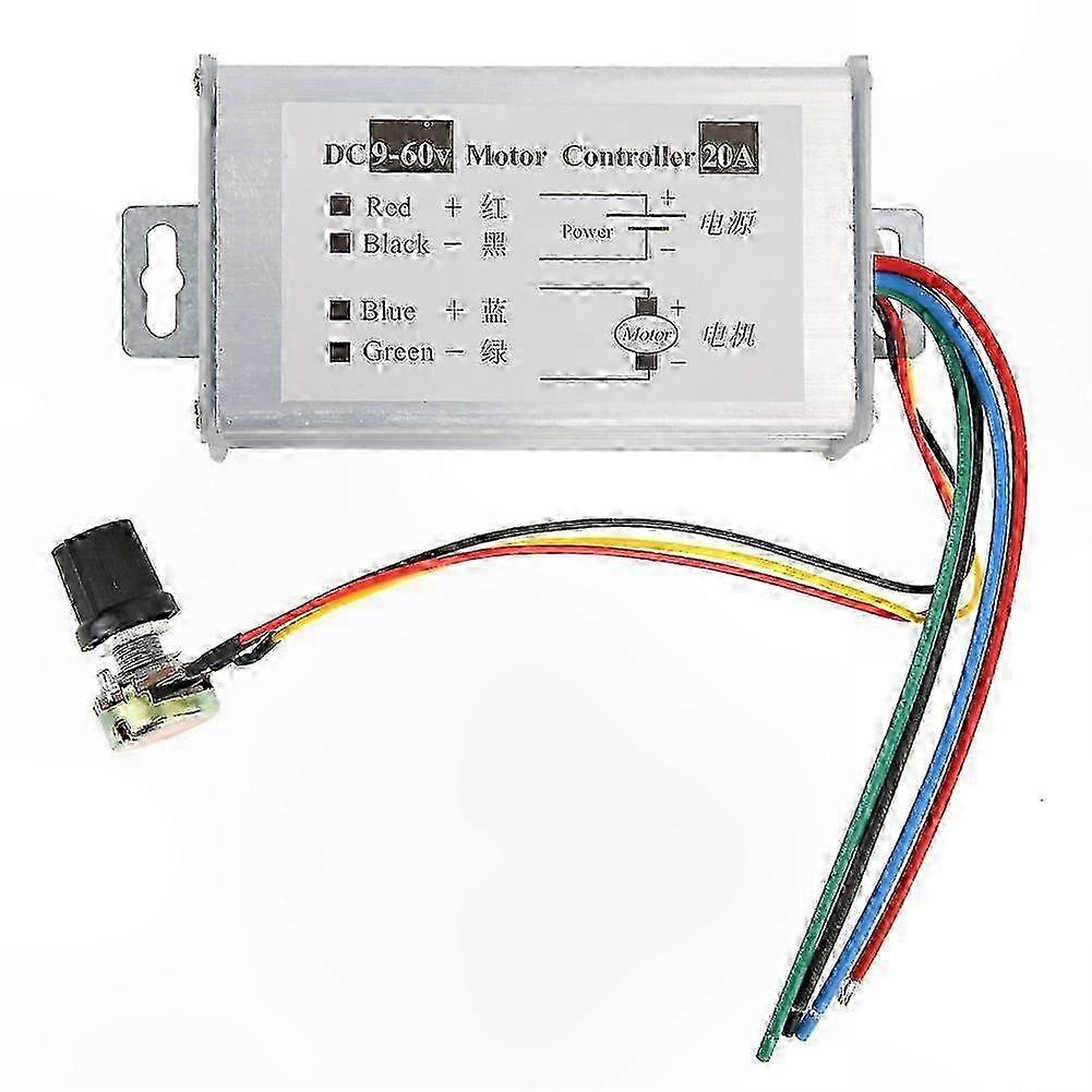 PWM Speed Control Switch for Motors, Adjustable Potentiometer 20A, Compatible with 9V 12V 24V 48V 60V Edition 1107