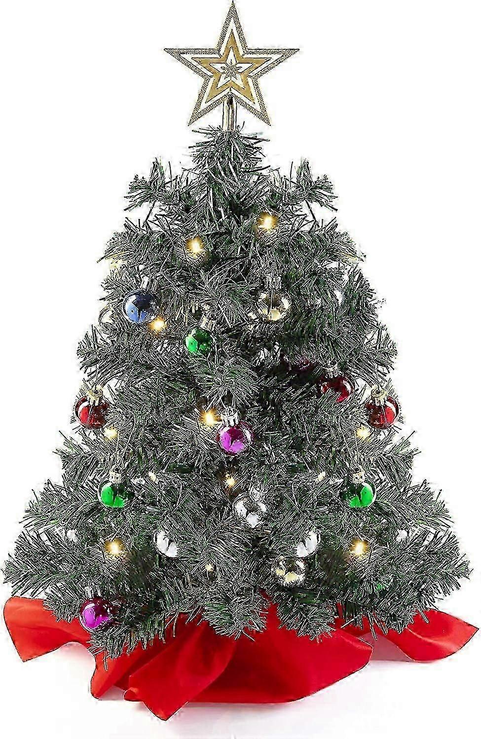 Tabletop Christmas Tree with LED Lights Small Artificial Xmas Tree for Home Office Desk