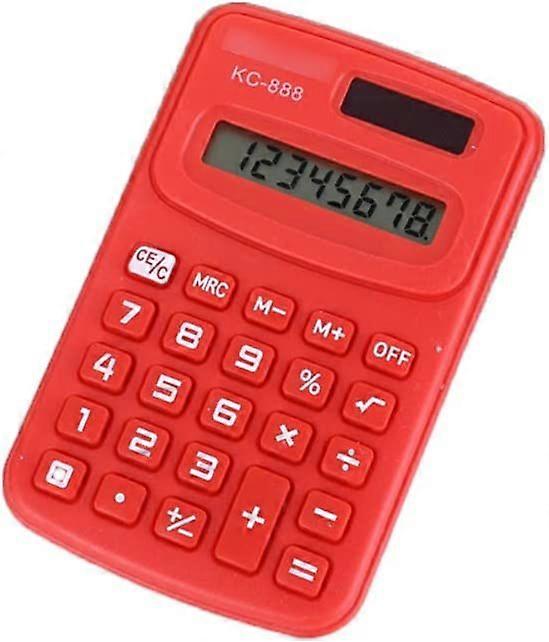 Mini Pocket Calculator, 8 Digit Dual Power Solar Battery Basic Calculator Desktop Calculator for Kids Adult School Home Office (red) (1pc
