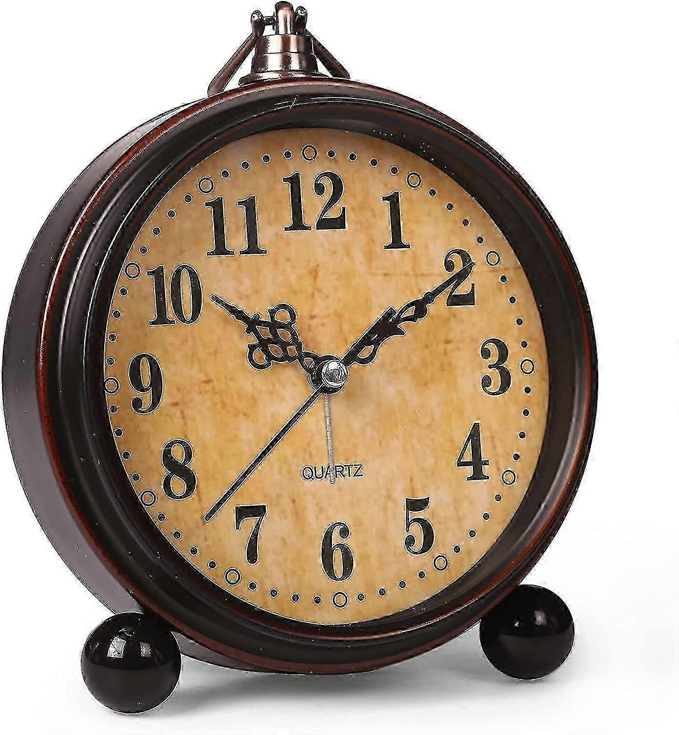 Battery Alarm Clock,night Light,vintage Hangable Super Silent Non Ticking Analog Table Clock For Bedroom Bedside, Desk,shelf