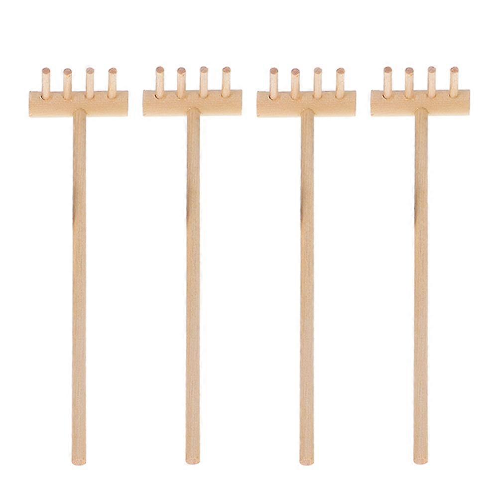 Sandbox Mini Rake Wooden Craft for Decoration Set of 4 Pieces