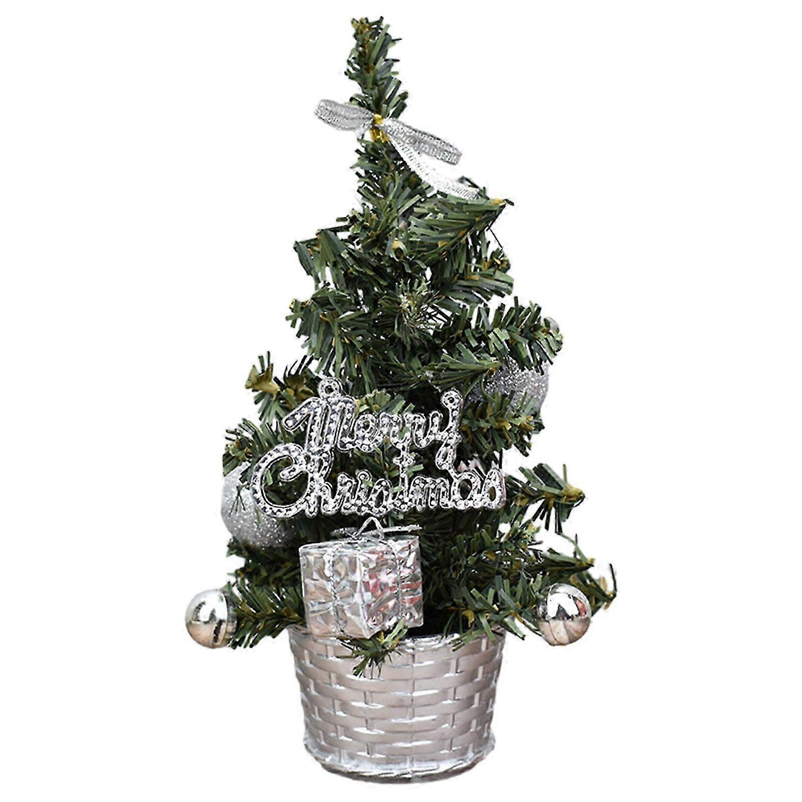 Mini Silver Artificial Christmas Tree for Tabletop Xmas Decorations