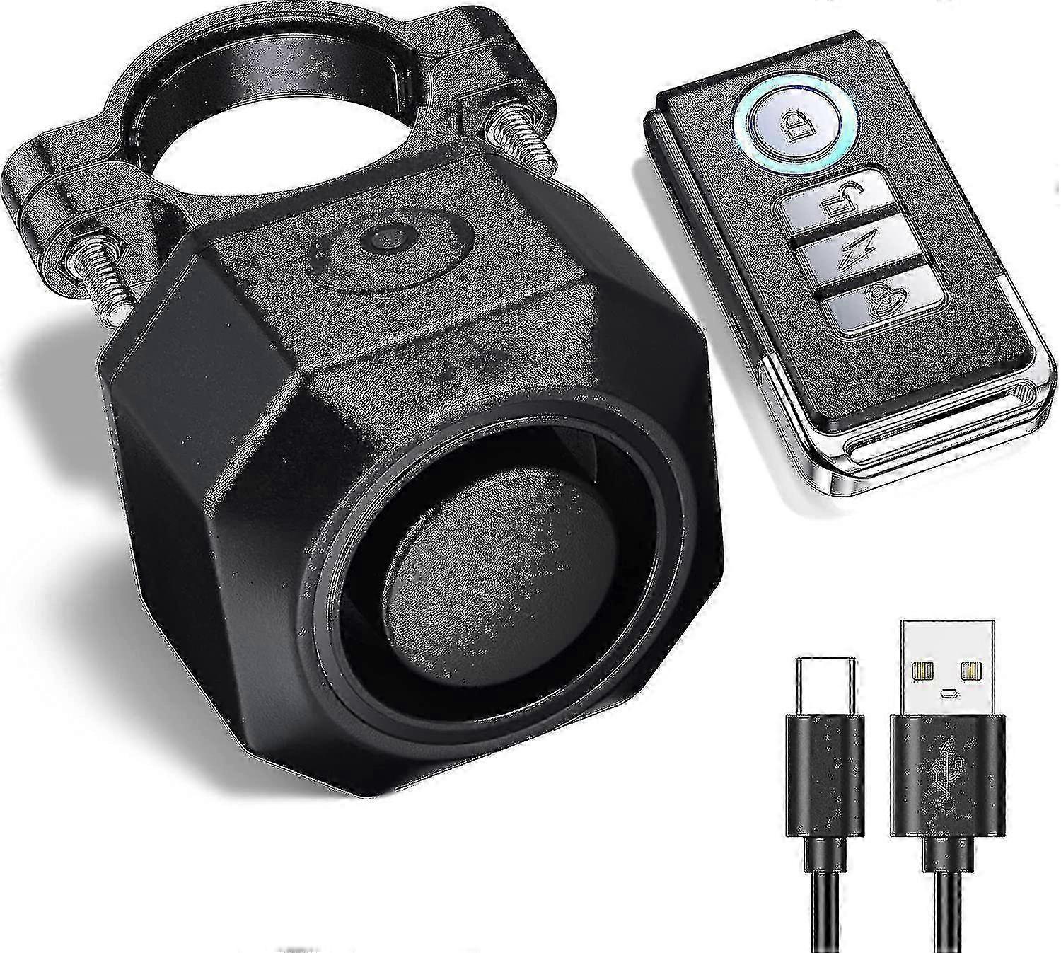 25-26 Rechargeable Bike Alarm With Remote Control, 110db Wireless Anti-theft