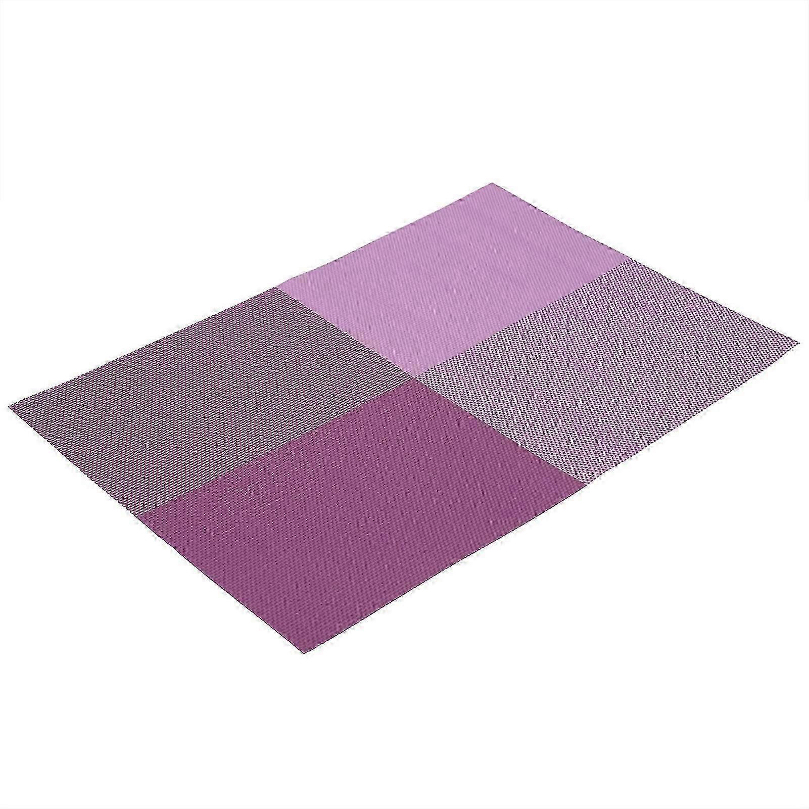 Rectangular Placemats for Dining Table,PVC Placemats with Plaid Pattern,Purple,4 Pcs