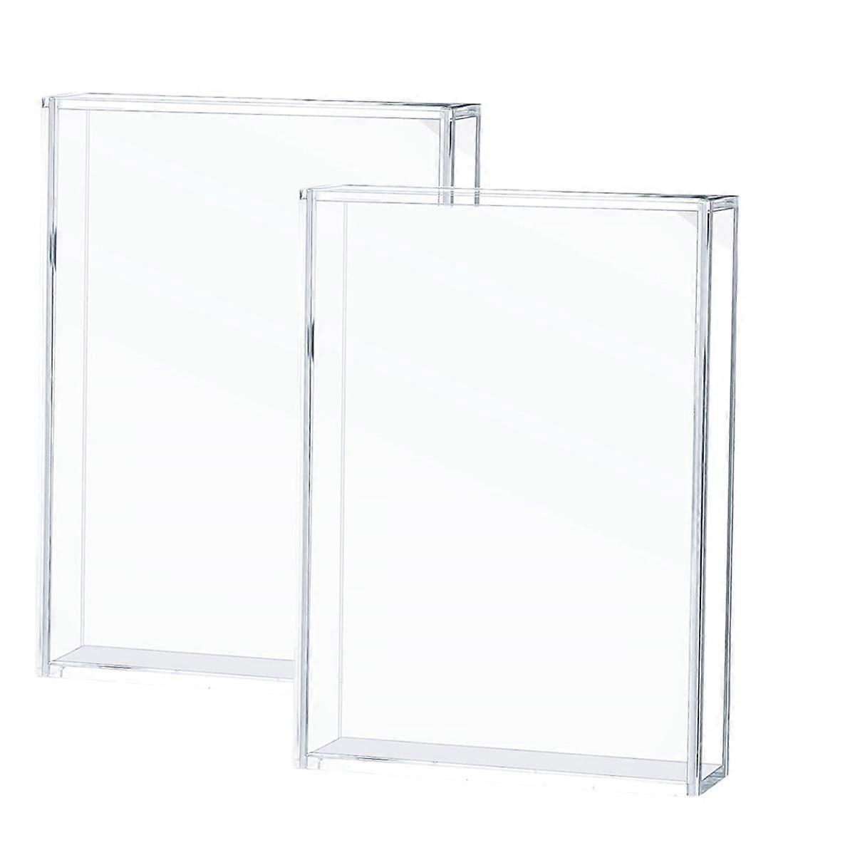 2 Pcs Acrylic Shadow Boxes Display Cases, DIY Frame Clear Display Cases Wedding Memory Dried Flower