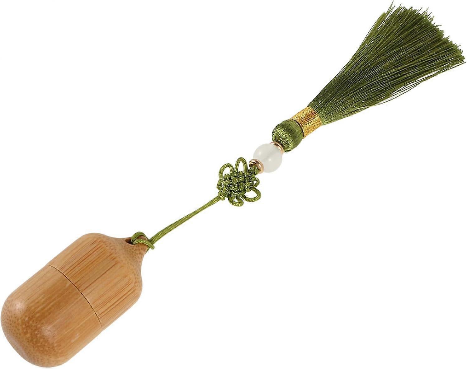 Portable Bamboo Essential Oil Roller Bottle Glass Container with Applicator for Travel and Cosmetics Includes Tassel for Keychain Use