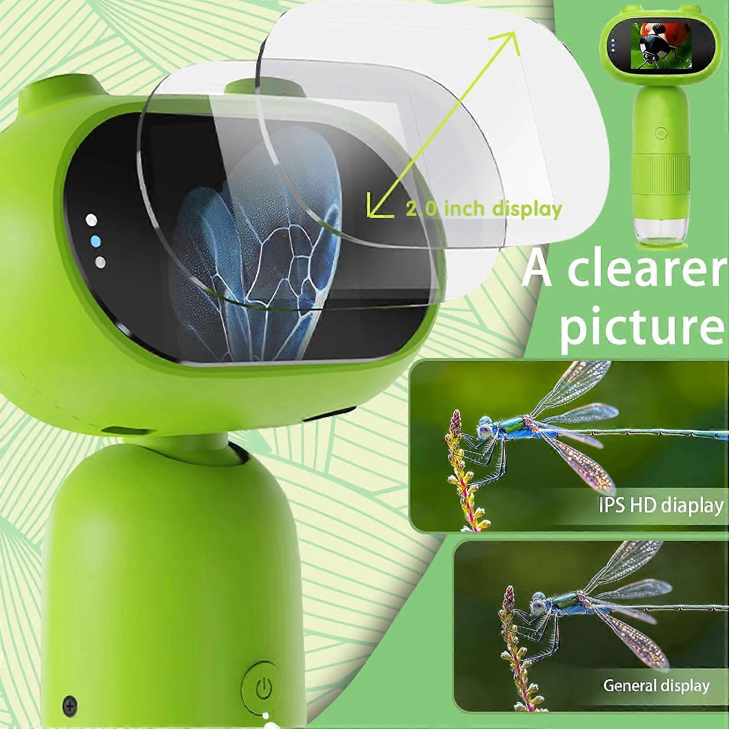 SGAINUL Microscope numérique pour enfants, zoom 1000x, mini microscope pour enfants, avec écran de 2,0 pouces, cadeaux d'anniversaire pour enfants de 6, 7, 8, 9, 10, 11, 12 ans, bleu