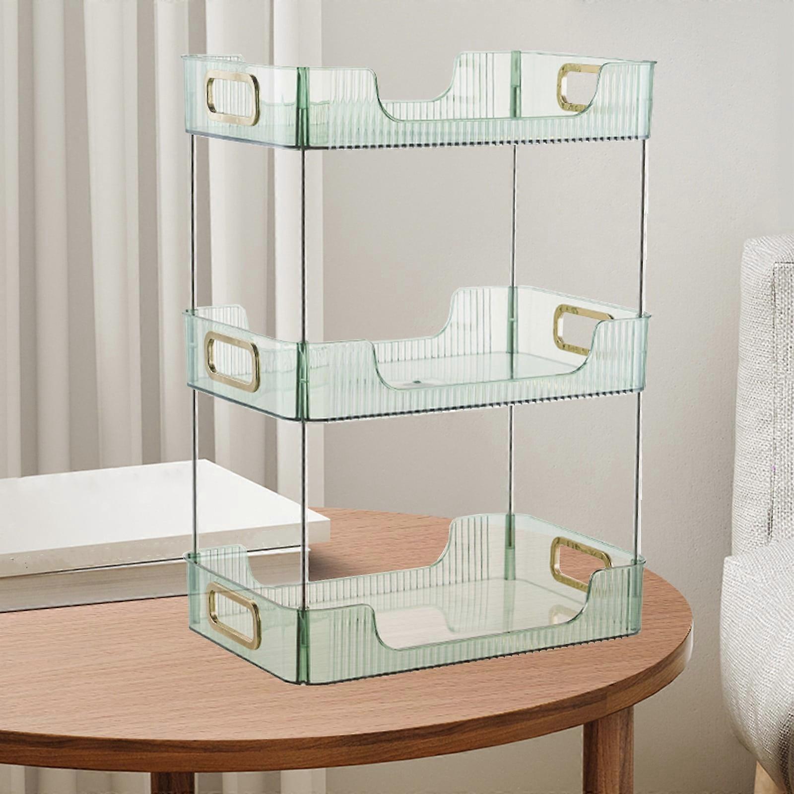Txmfgh Transparent Three-Layer Desktop Storage Shelf - Japanese-Style Home Organization for Cosmetics and Daily Essentials