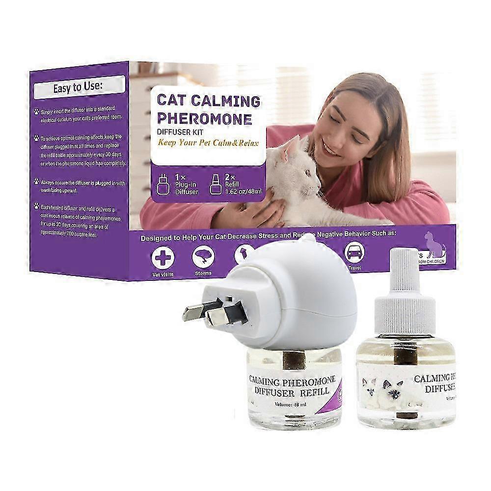 Cat Pheromones Calming Diffuser Cat Pheromone Plug-In Relaxants Start Kit 30-Day Refill Calming Spray For Calm Relaxing