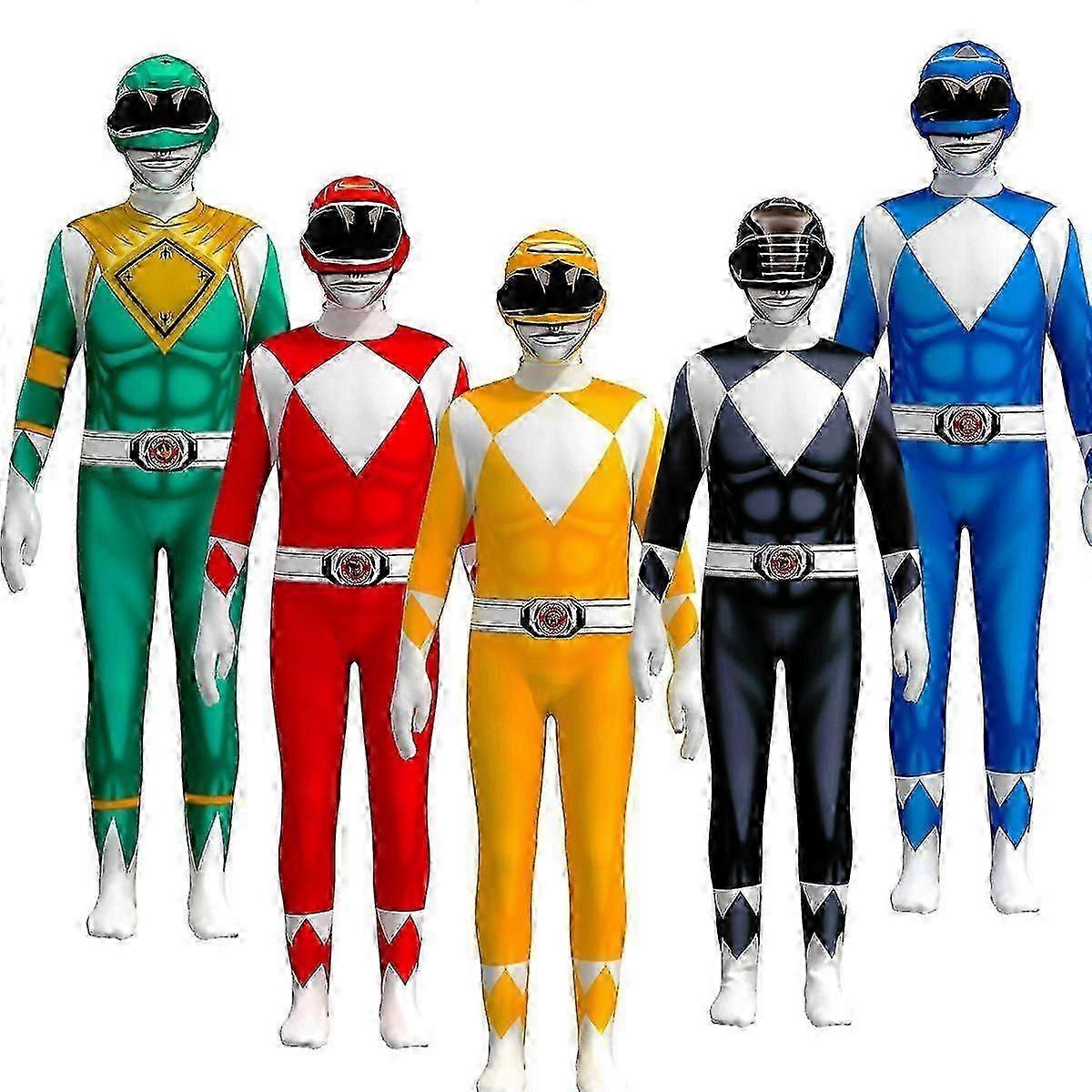Vuxna barn Power Rangers Mighty Morphin Jumpsuit Party Fancy Halloween Conjusational Kläder - DSW