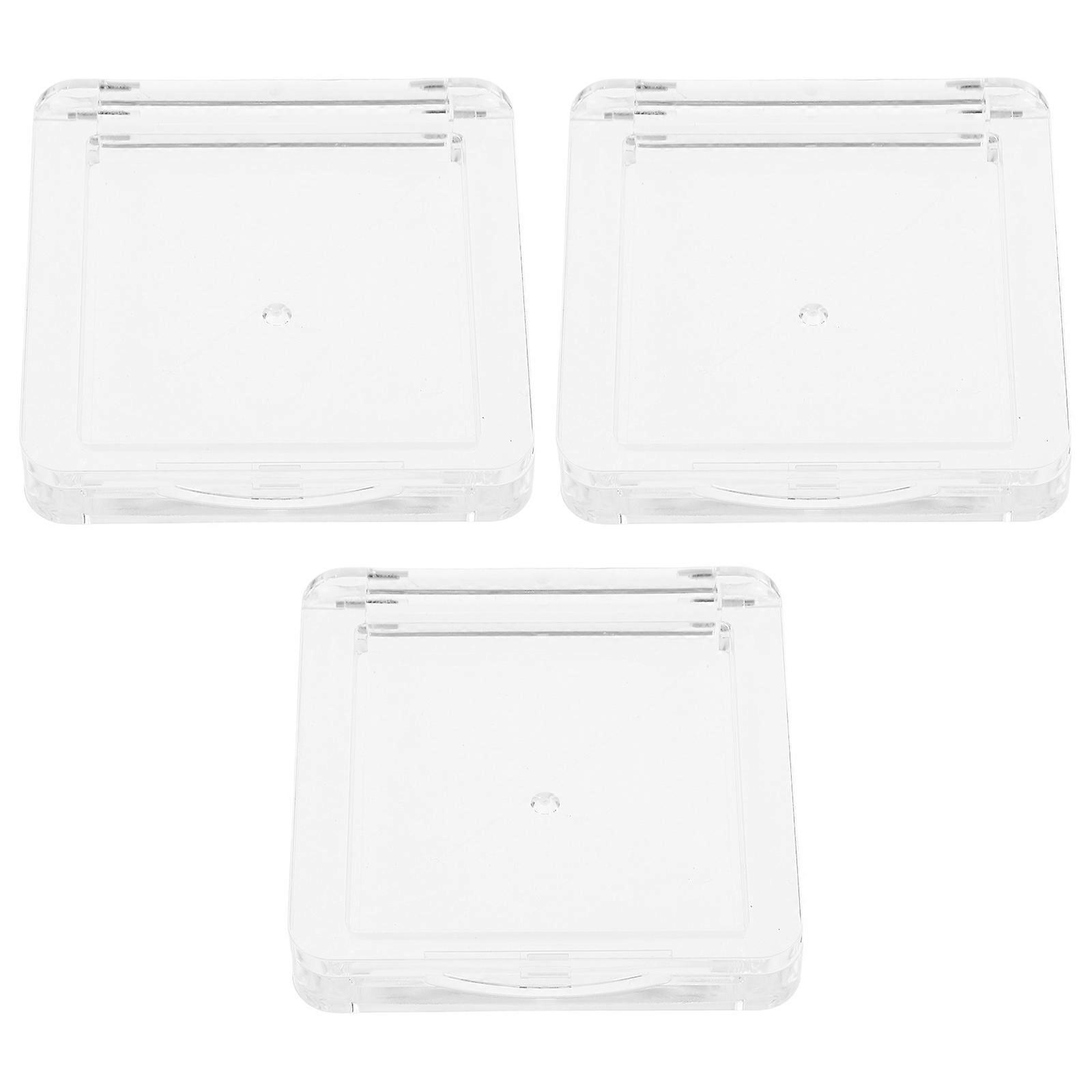 Transparent Single Layer Highlighter Box for Makeup Use 3Pcs Square Containers