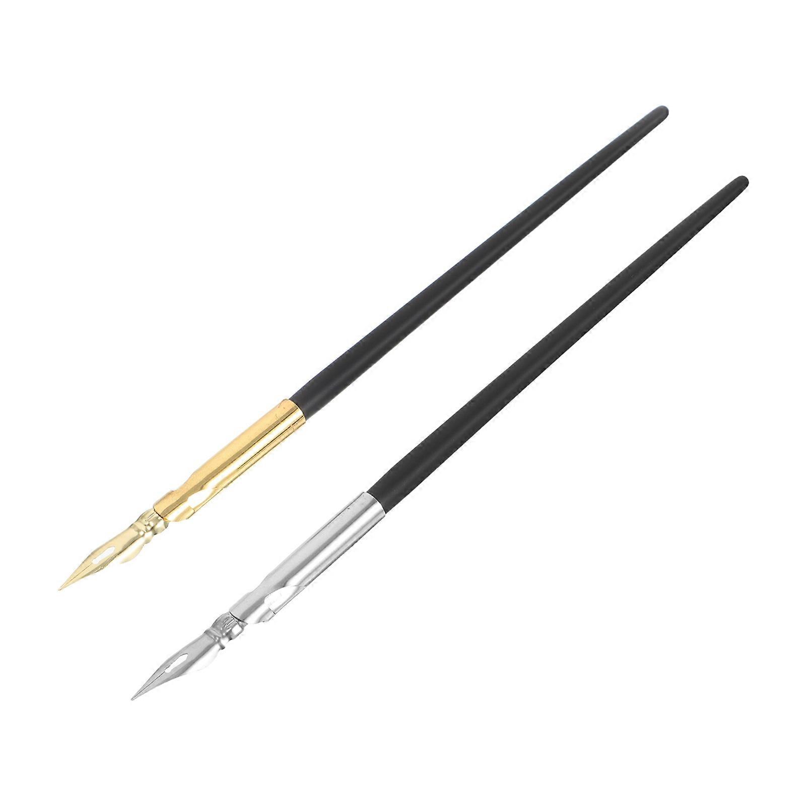 Ink Pens For Artists Calligraphy Dip Pen Set Gold Color Fine Tip Sketching And Inking 2Pcs