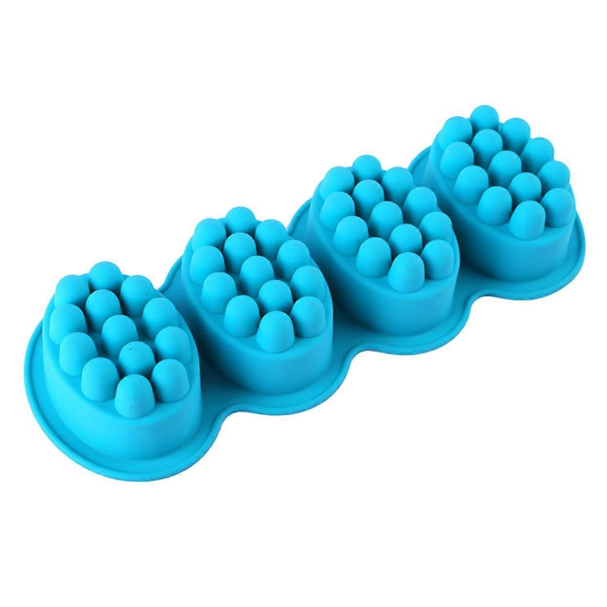 Silicone Massage Soap Mold 4 Cavity Nonstick Easy Release for DIY Handmade Soap Making