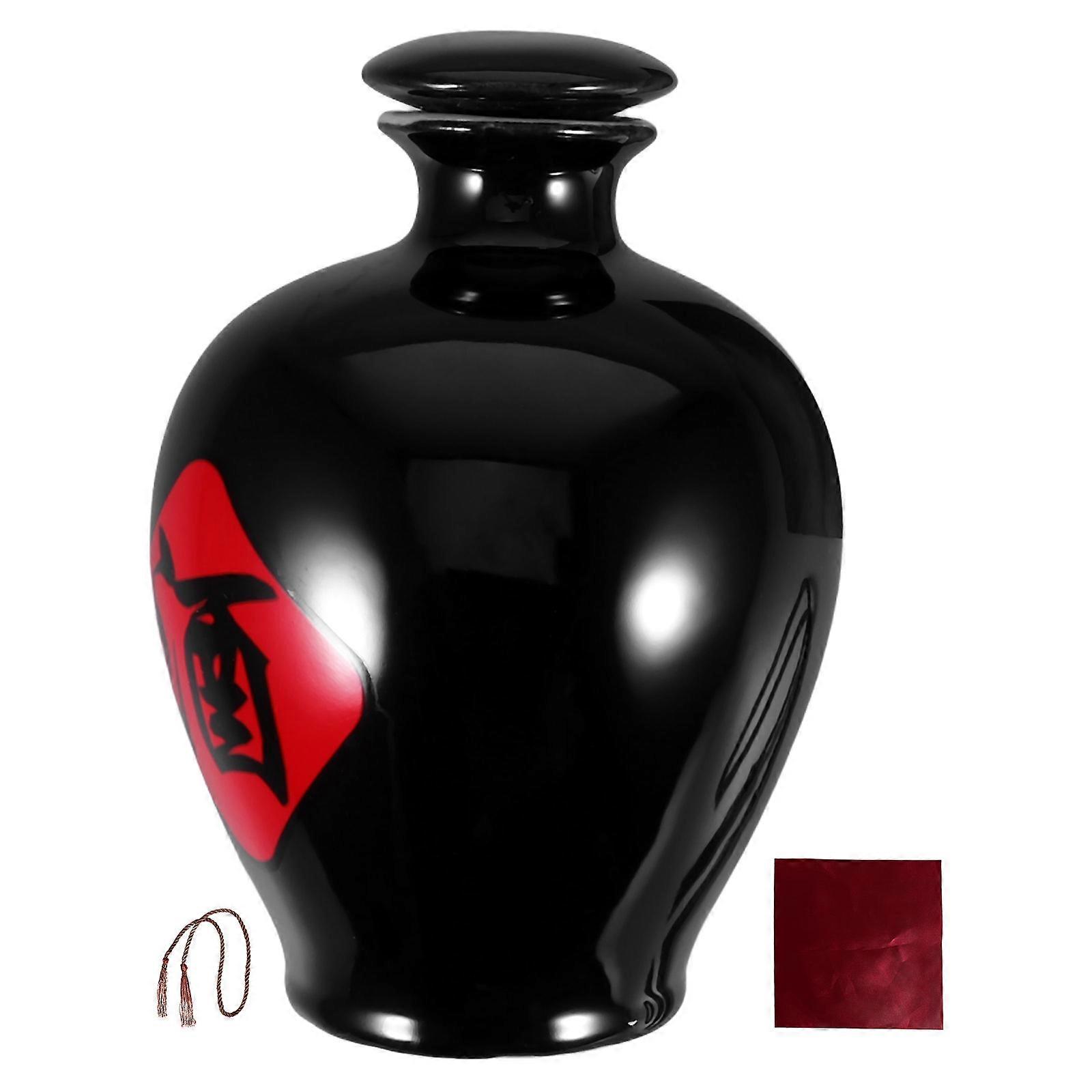 Ceramic Wine Jar Airtight Vintage Storage Container For Restaurant Use Jingdezhen Techniques 1Set