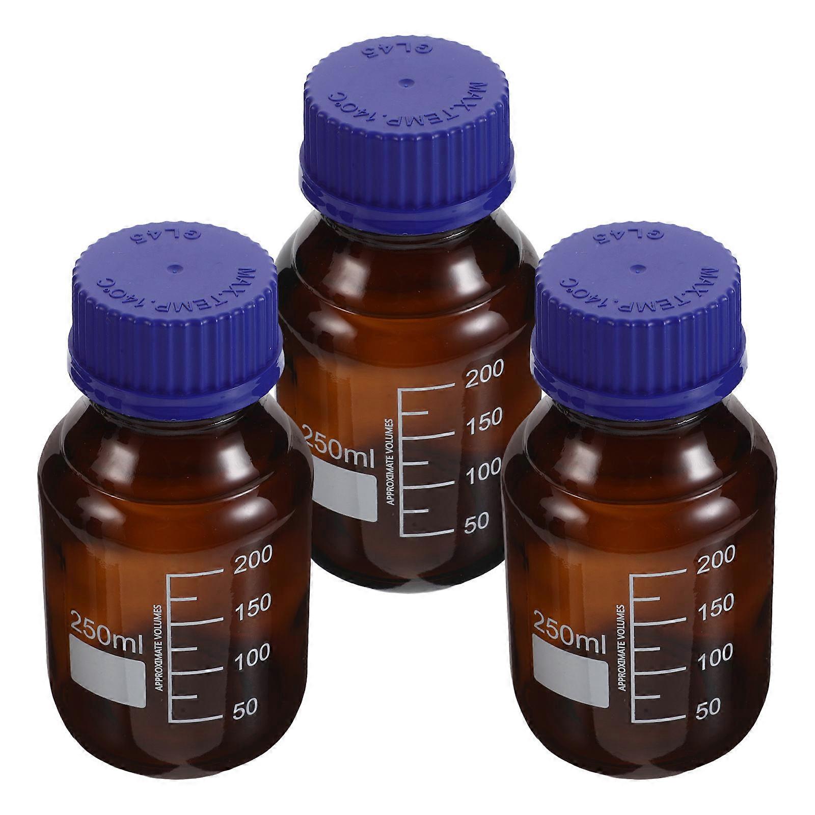 Small Glass Bottles for Storage 3Pcs Brown Reagent Bottles with Caps