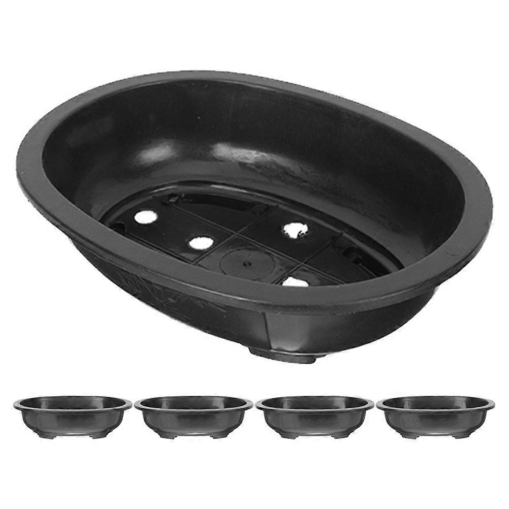 Plastic Flower Planter Pot Oval Shape for Outdoor Plants 5Pcs