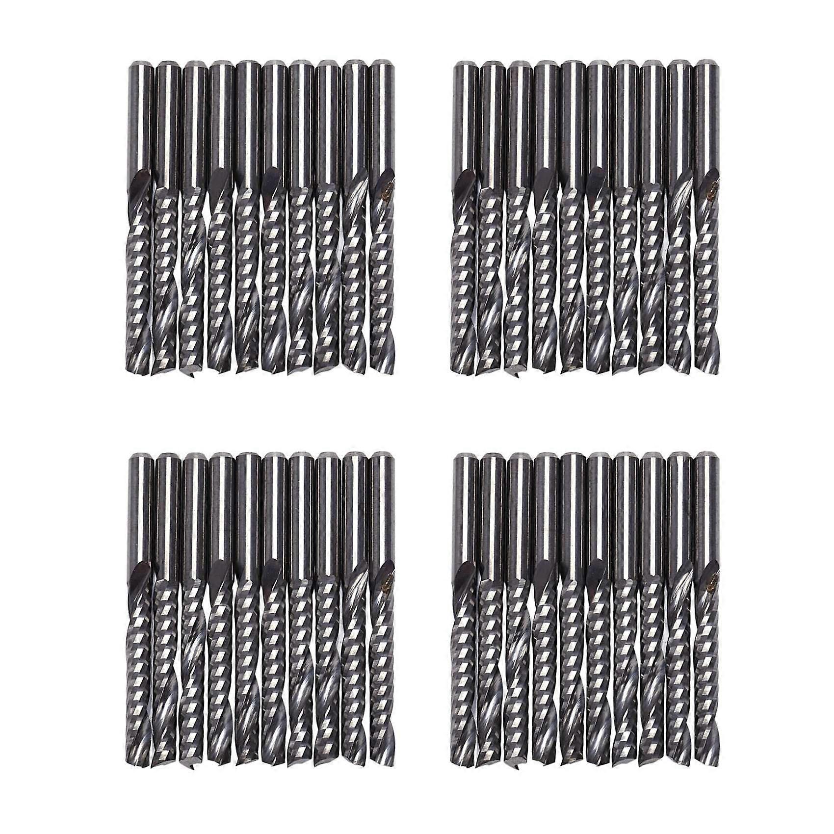 40Pcs Cnc Router Bits 3.175 x 22mm Single Flute Spiral Carbide Cnc Router Bits Milling Cutter