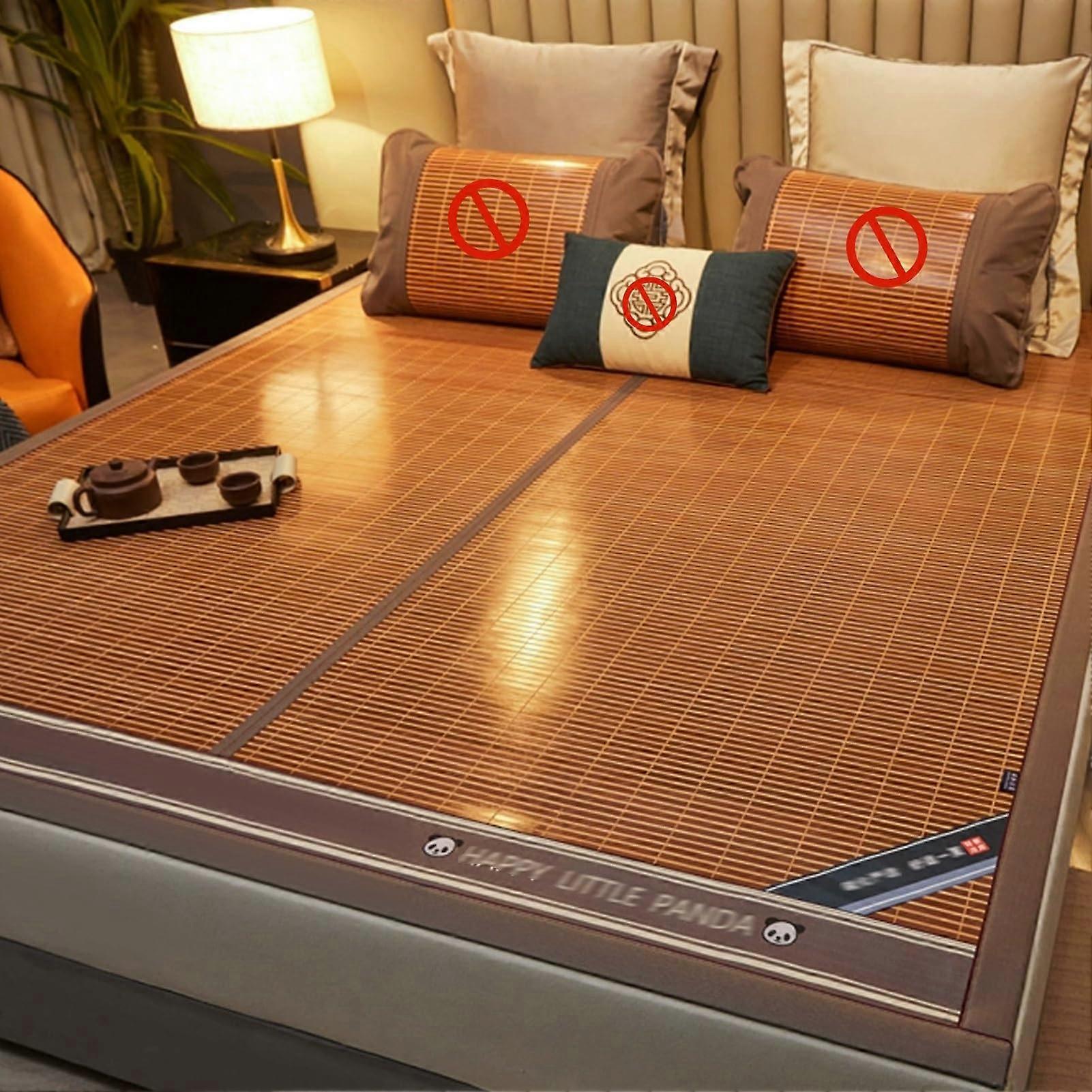 Cooling Bamboo Mat with DualSided Bamboo and Rattan Surface, Foldable Summer Bed Mat 120x190cm