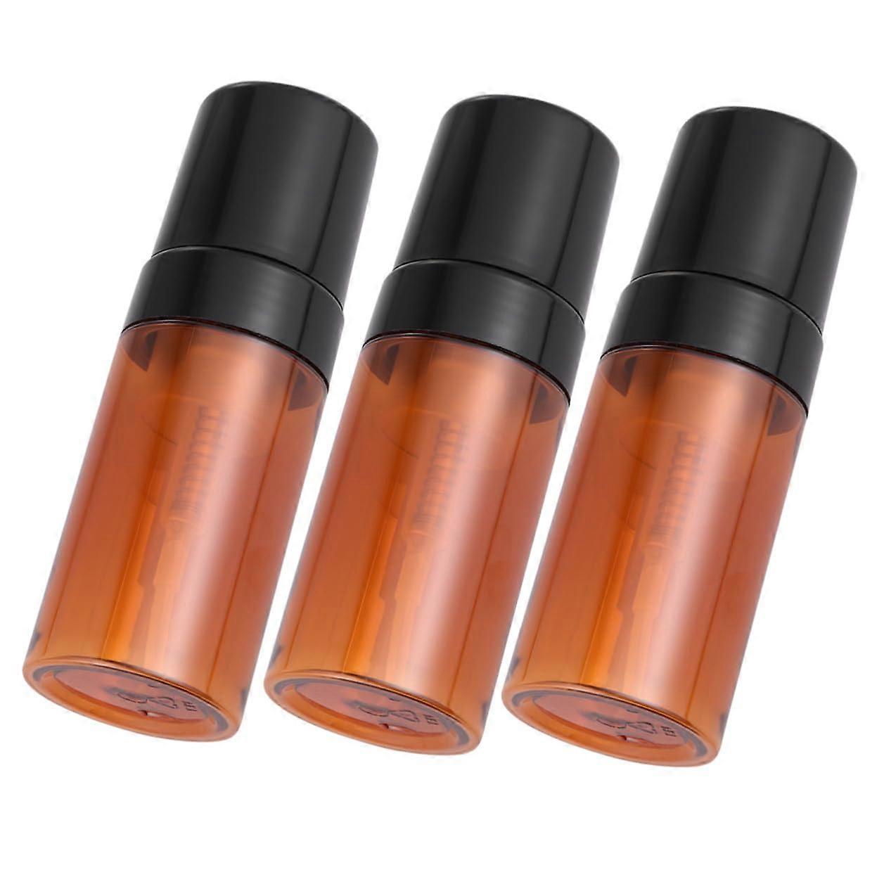 3pcs Brown Leakproof Refillable Foam Pump Dispenser Bottles for Travel Shampoo and Soap