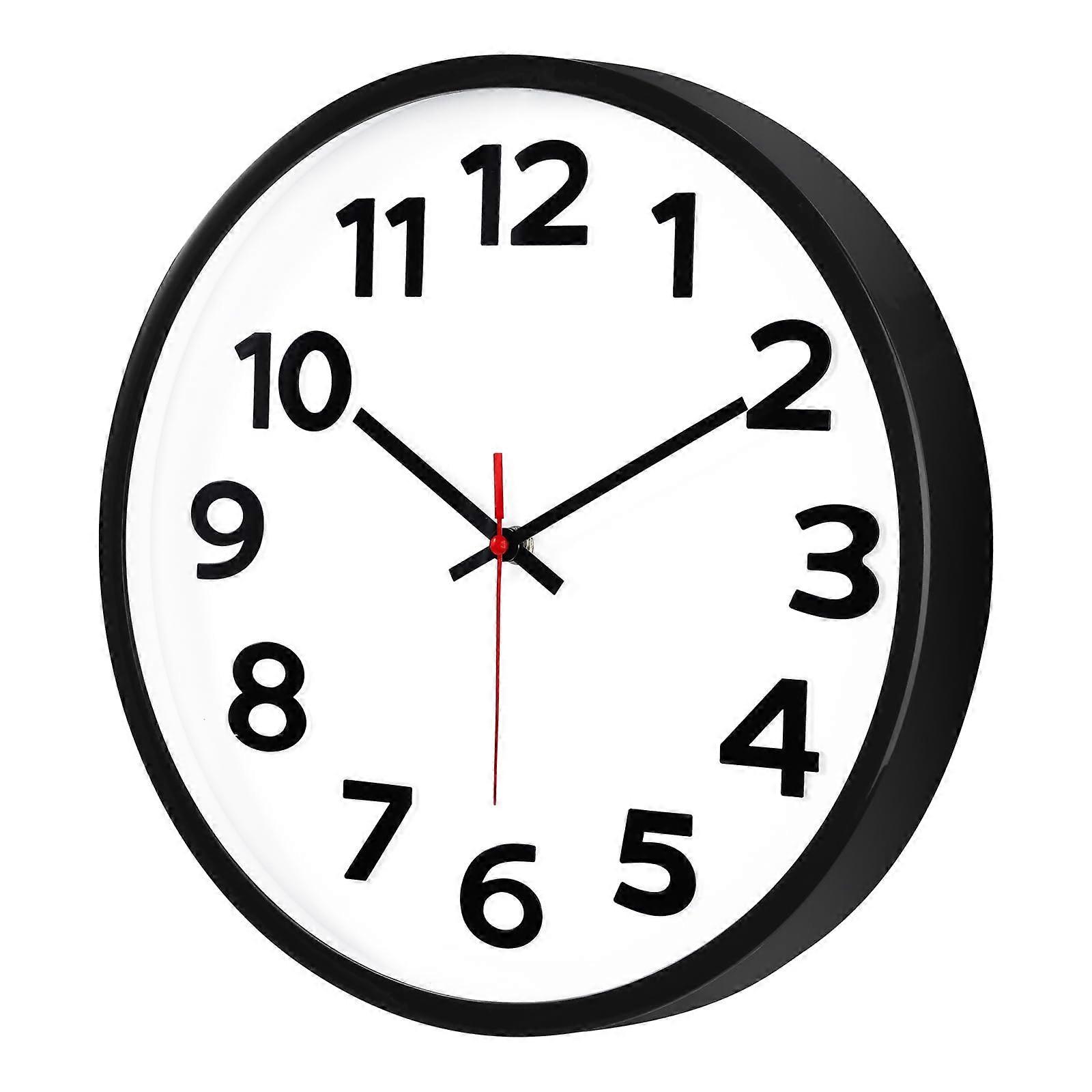 14 Inch Silent Wall Clock with Large 3D Numbers, Easy to Read Battery Operated Quartz Black