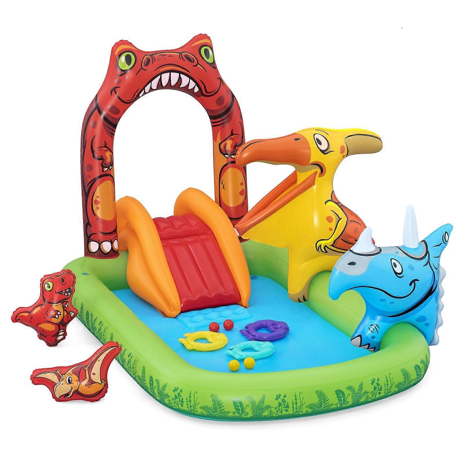190L Jurassic Splash Water Play Centre Bright Dinosaur Theme With Slide Inflatable & Kid Pools