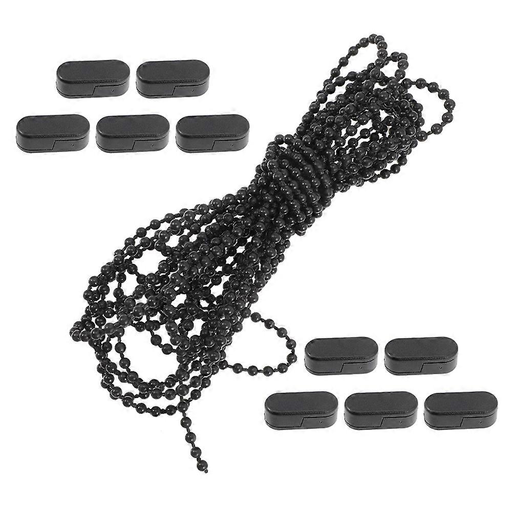 Black Roller Blinds Beaded Chain Cord for Smooth Operation 1Set