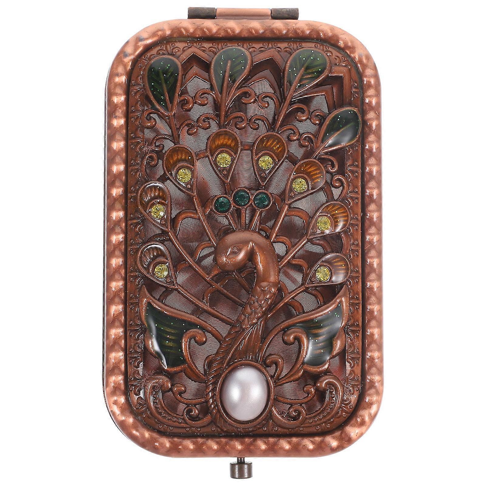 Portable Makeup Mirror Double-Sided Folding Mirror Dark Red 3Pcs