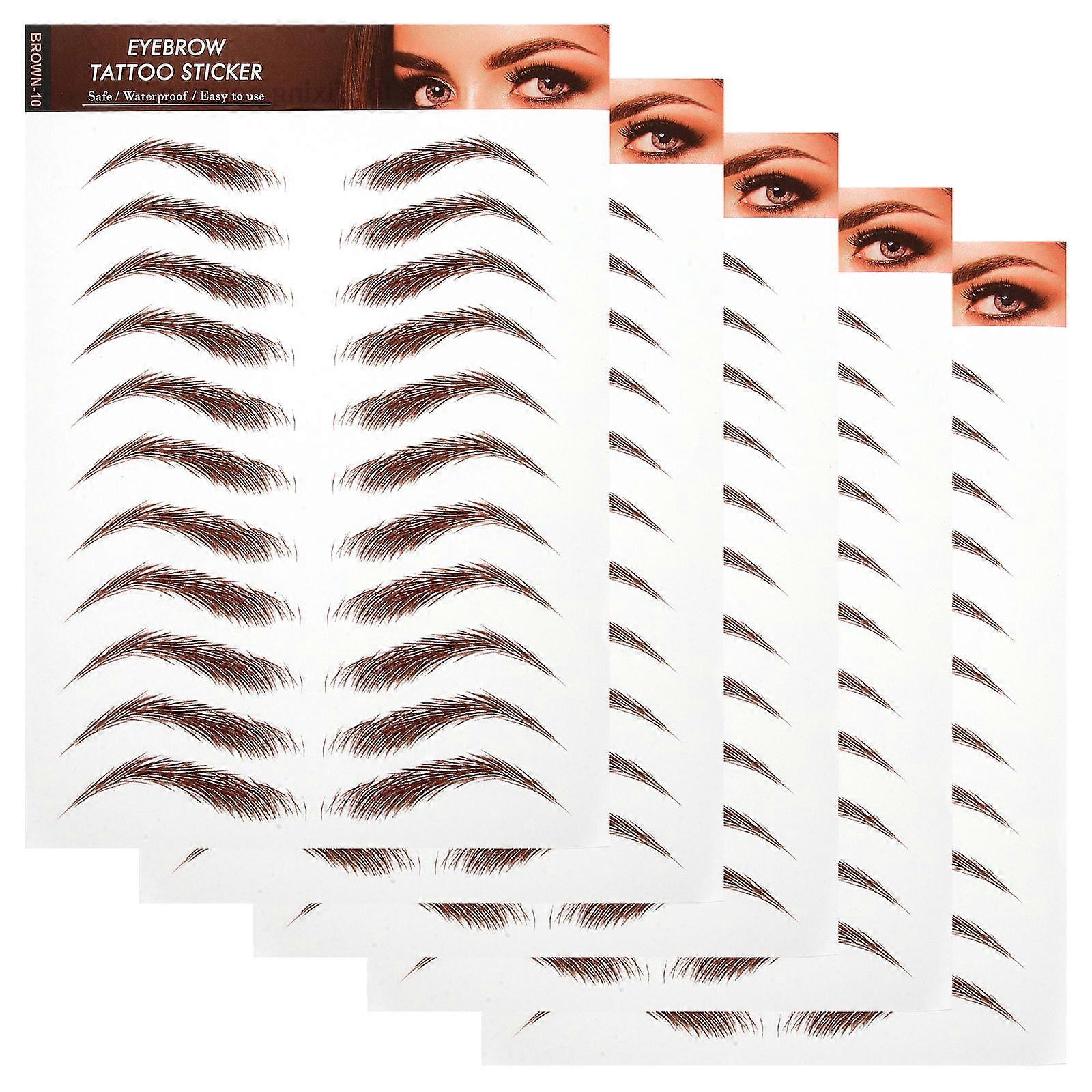 Brown Eyebrow Stickers for Grooming Shaping 5 Sheets Waterproof