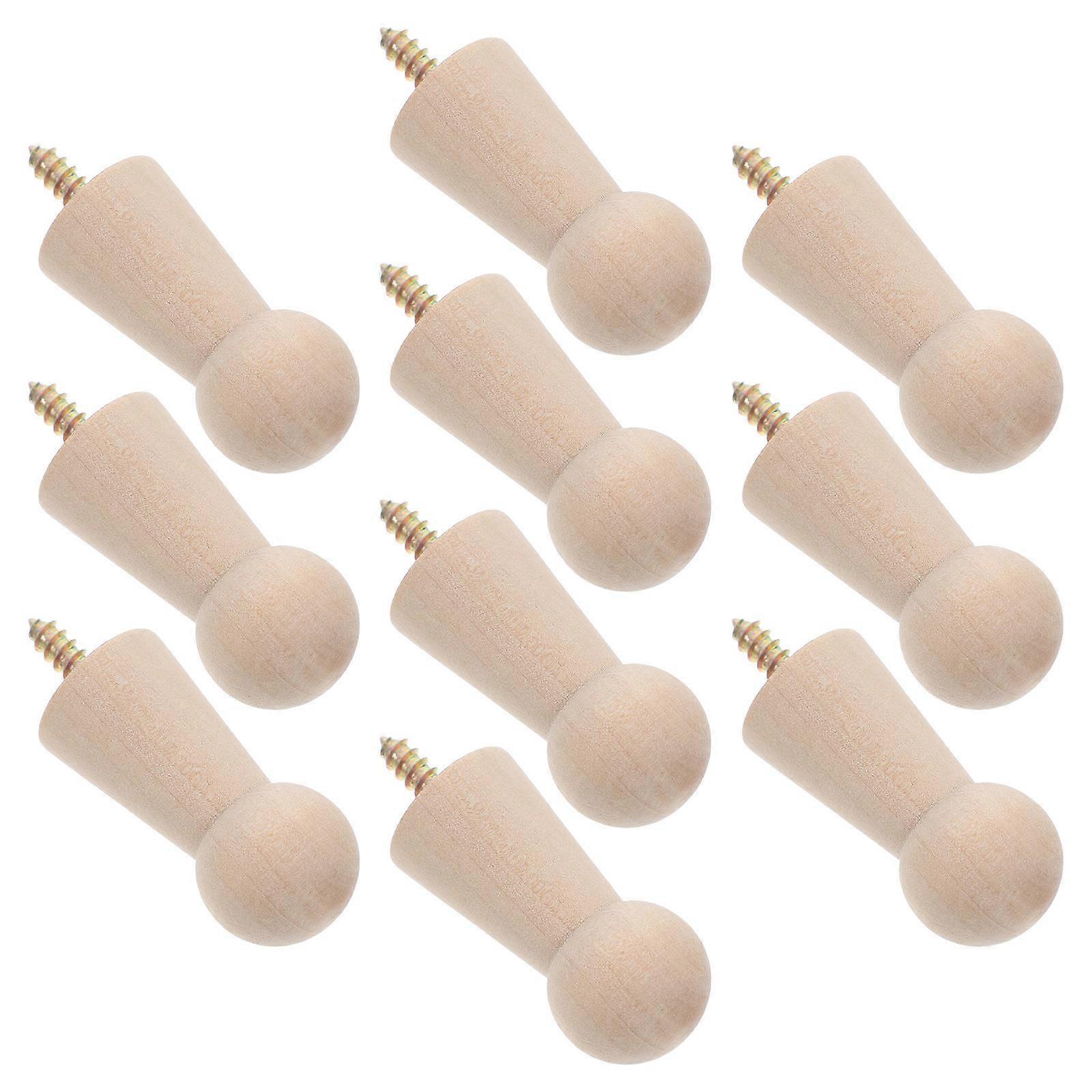 Wooden Coat Hooks for Home 10Pcs Solid Wood Single Peg Wall Hooks