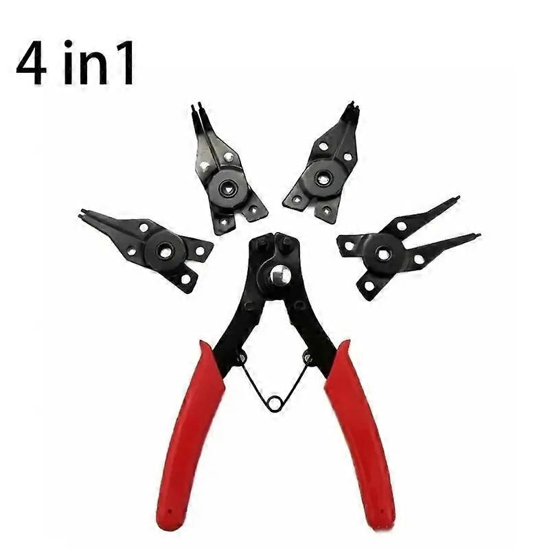 4-In-1 Circlip Pliers Set Snap Ring Pliers Multi Crimp Removable Plier Head Retaining Circlip Pliers Hand Tools Multifunctional