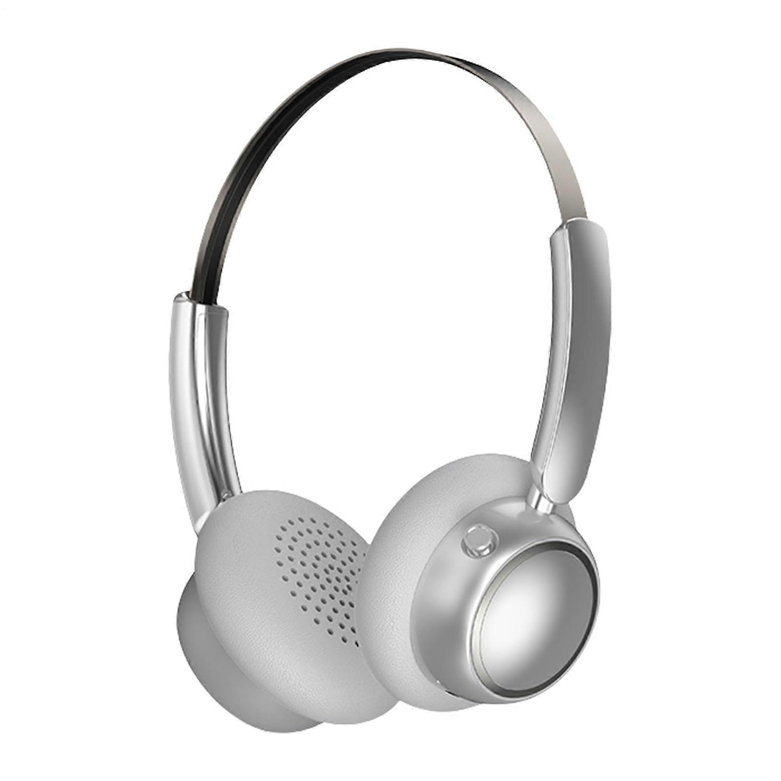 Wireless Headset Over Ear Noise Canceling Retro Design Silver Gray For Video Watching Running Working