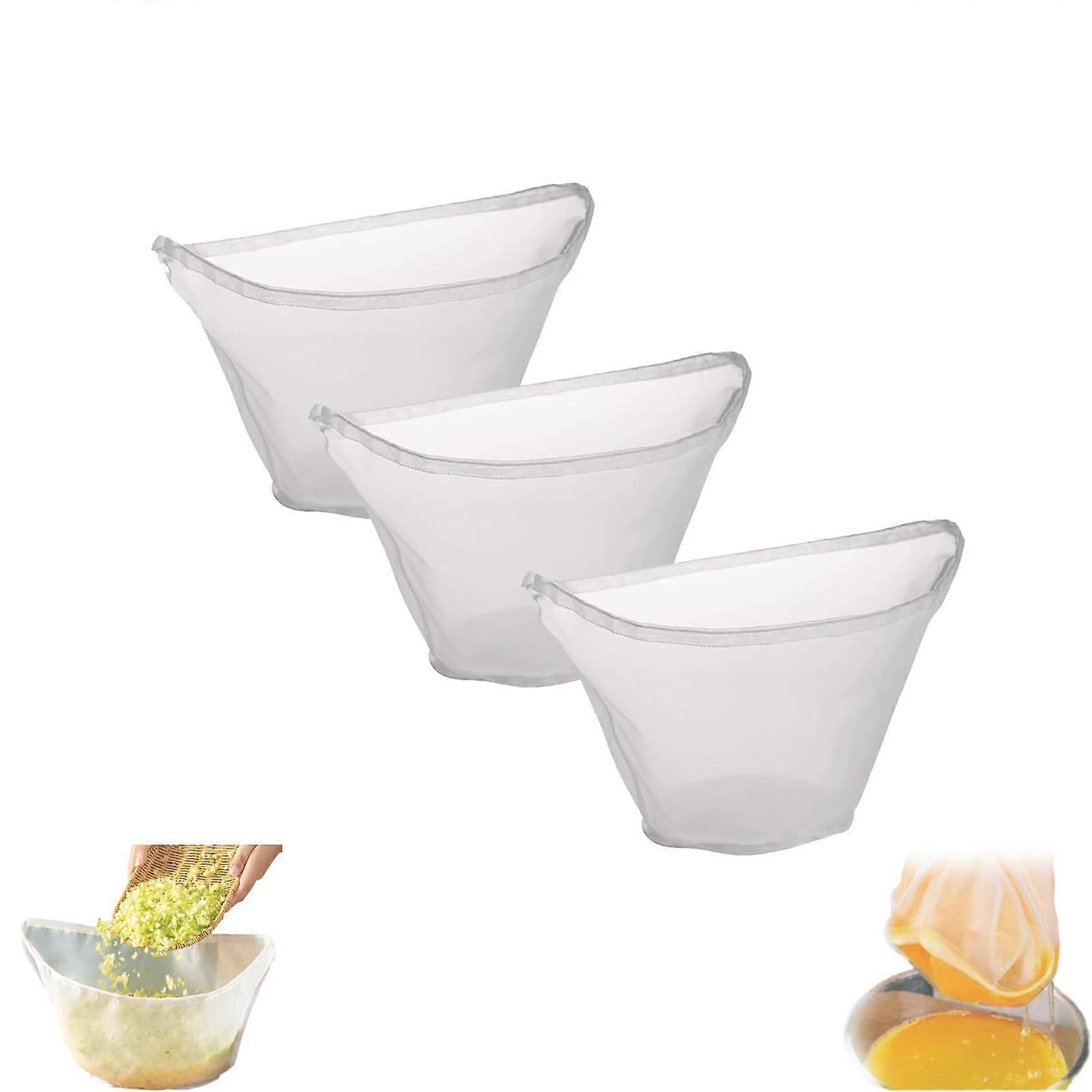 Nut Milk Bag 3PCS Large Reusable Fine Mesh Juice Strainer with Wide Opening and Drawstring Closure