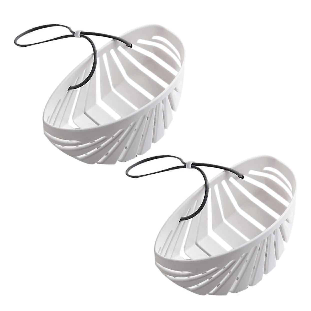 2pcs Sink Caddy Organizer Over Sink Sponge Holder with Fast Drainage SpaceSaving White