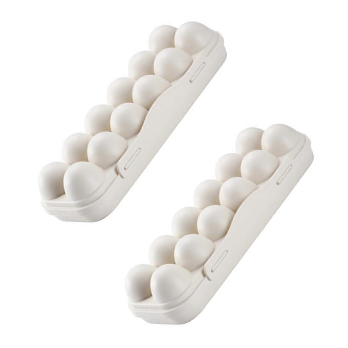 2 Pack Shatterproof Egg Storage Container 12 Grid Durable PP Fridge Egg Holder with Lid Khaki