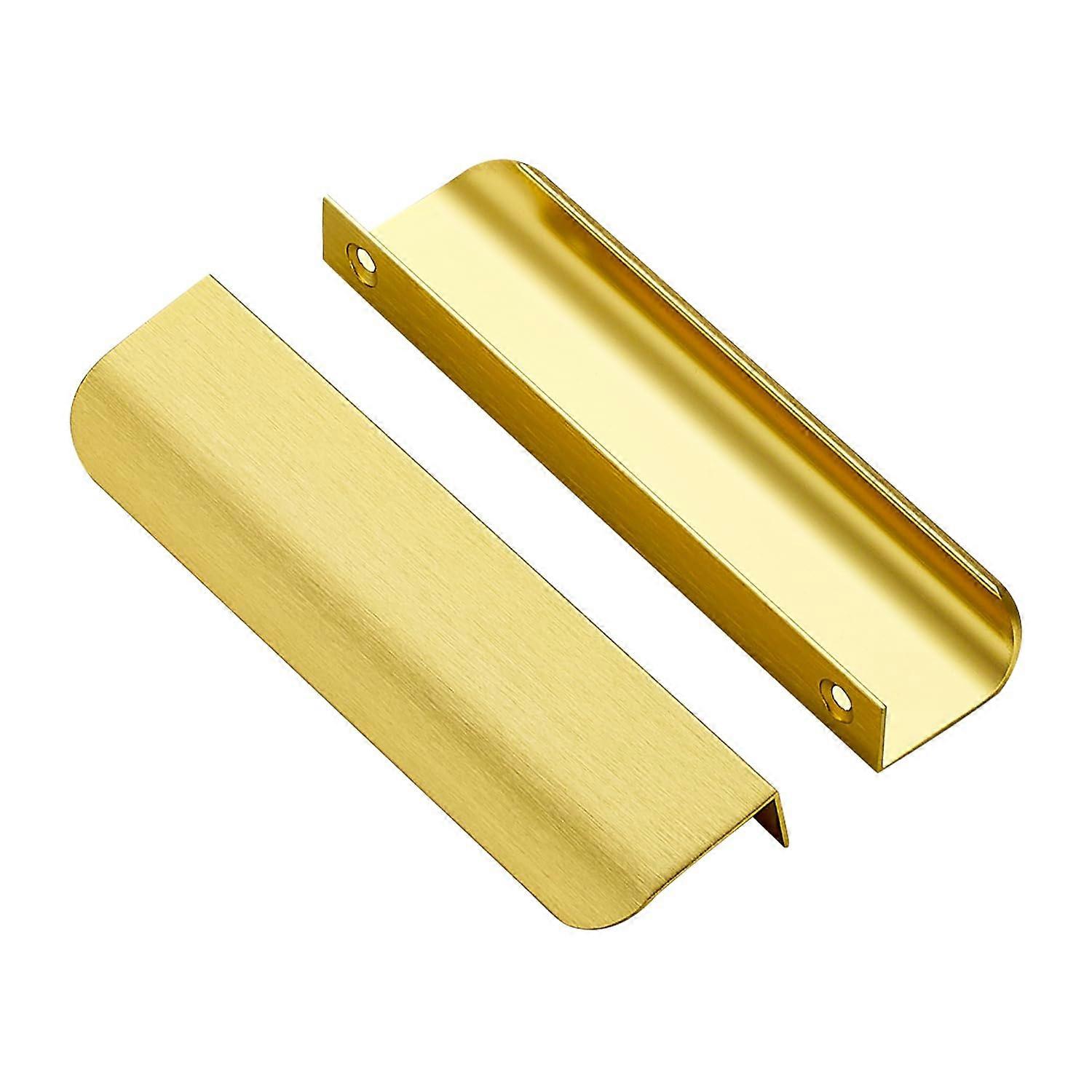 10 Pack Gold Cabinet Pull Handles 128mm Elegant Edge Finger Pulls for Modern Kitchen Drawers
