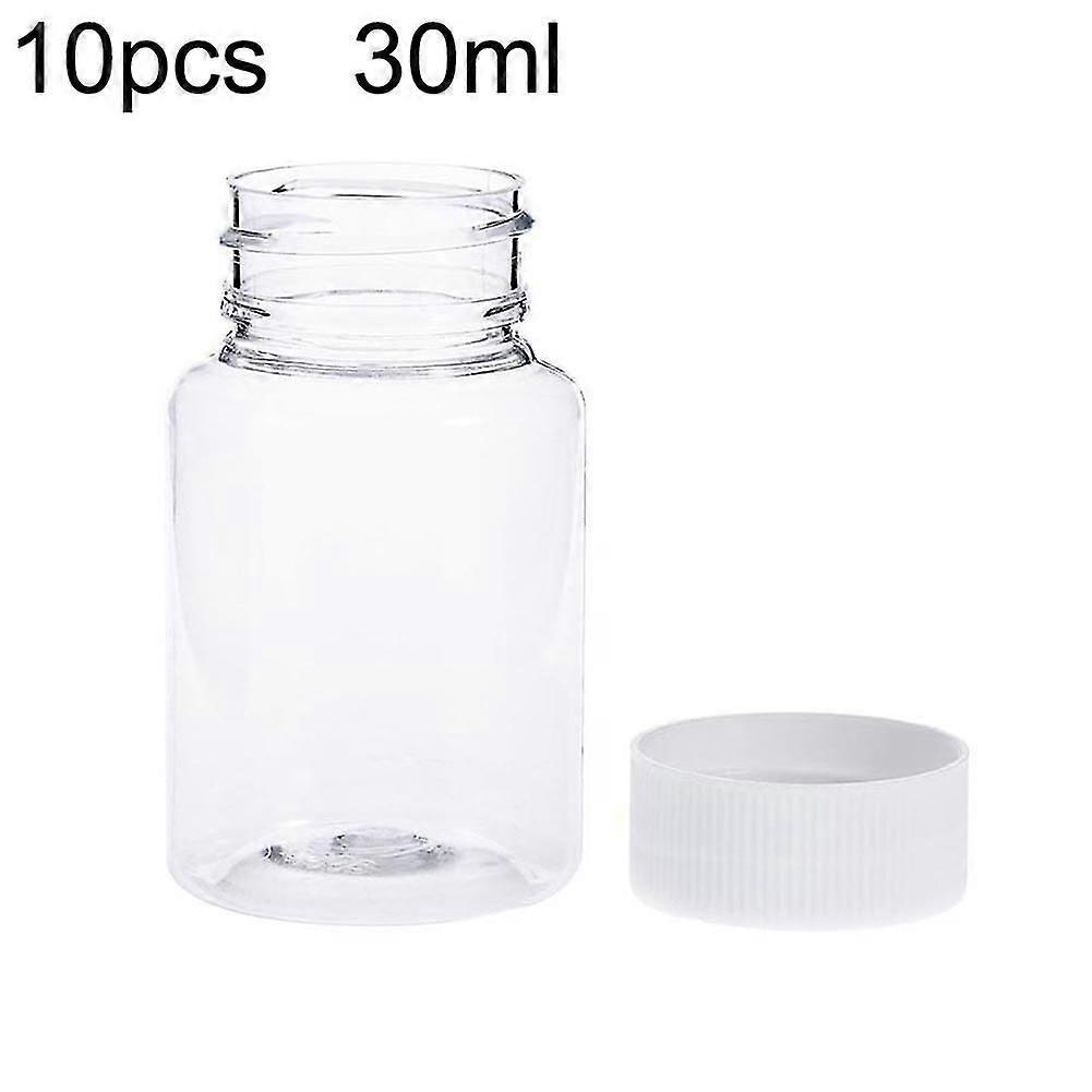 10pcs 30ml Transparent Plastic Pill Bottles Salt Candy Case Storage Container