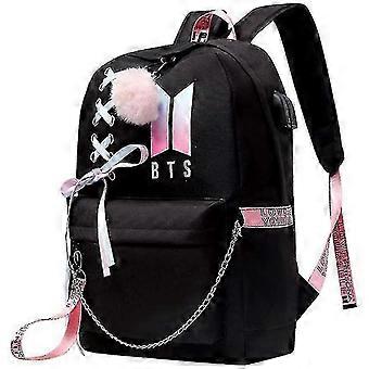 2025 Mittelschul-Studentenrucksack, BT-S College Casual Bag Seitenkonfiguration USB-Schnittstelle und Kopfhörerbuchse. (schwarz 1)