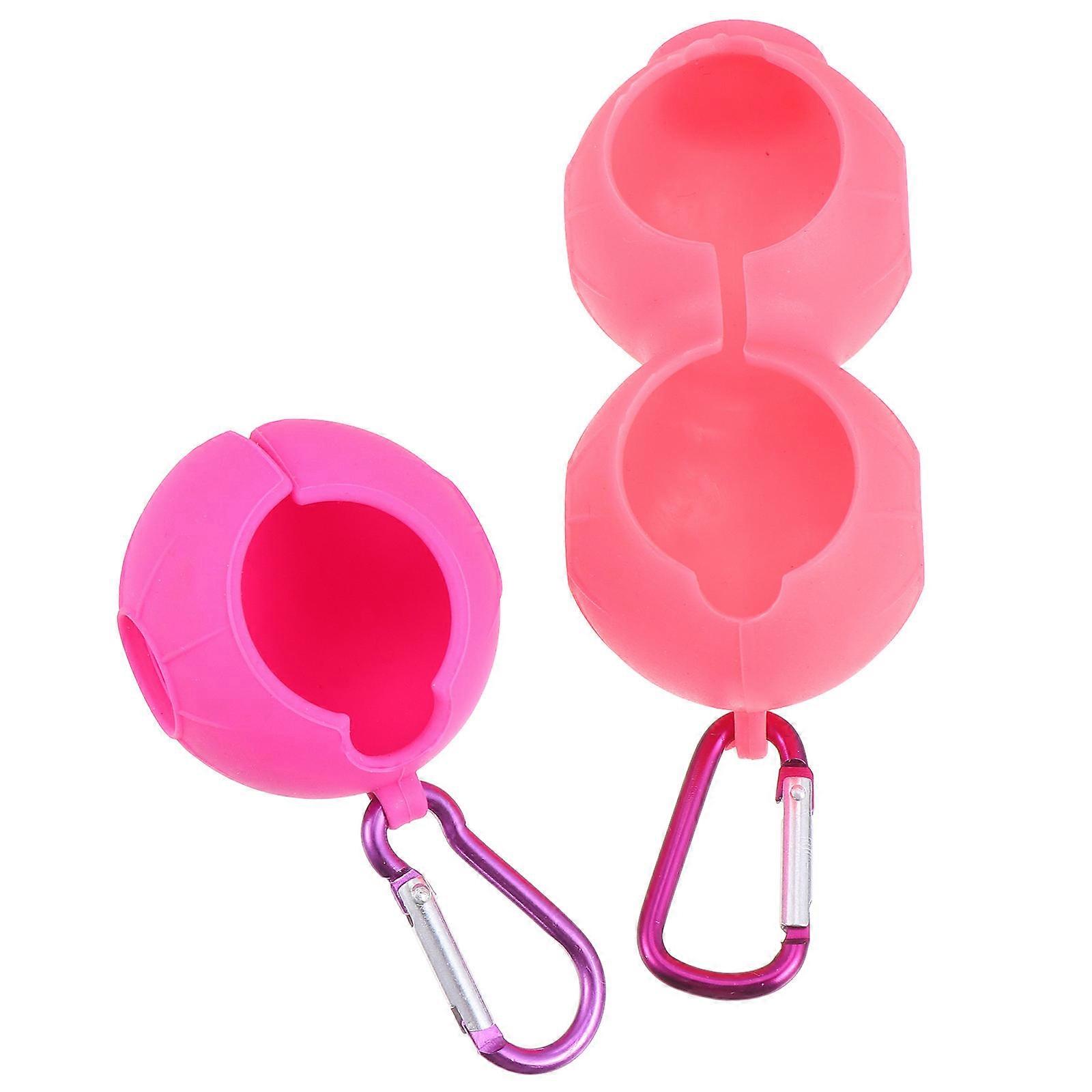 Suporte de silicone rosa para bolas de golfe, com proteção para 2 bolas.