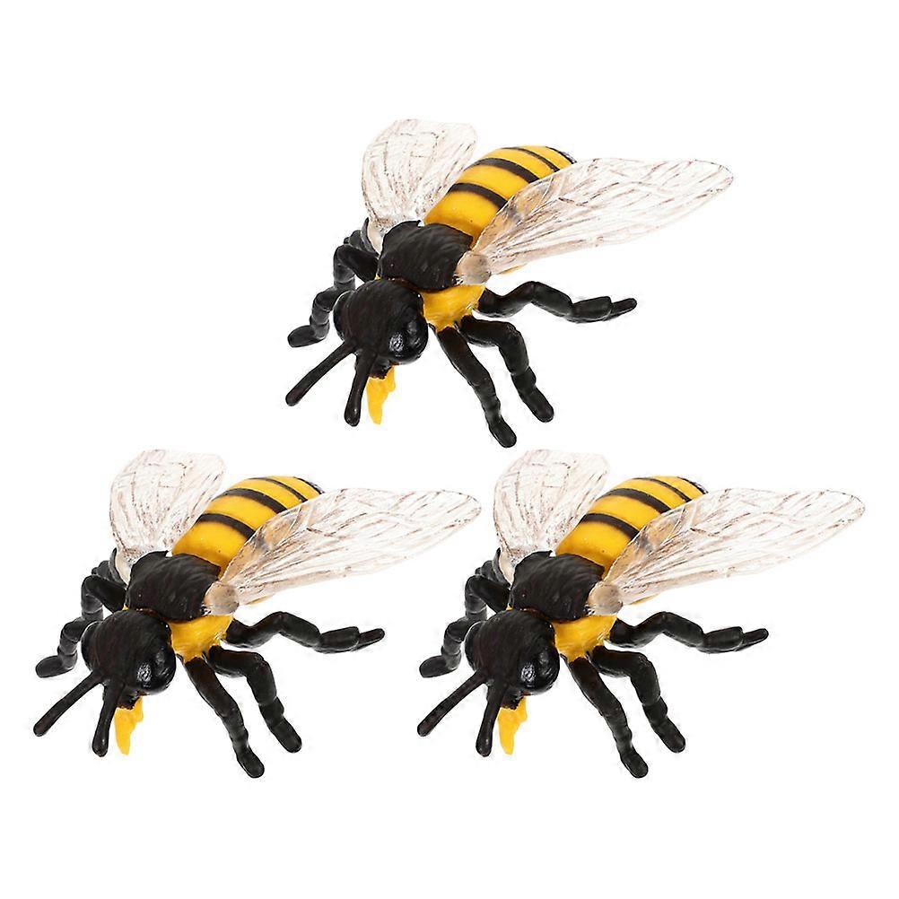 Simulation Bee Plastic Bee Figures Learning Toy Set 3Pcs for Kids