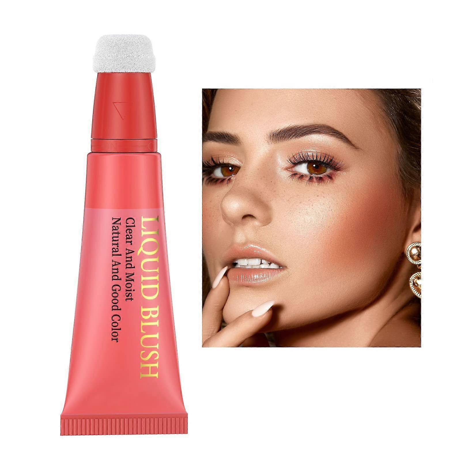 Matte Liquid Blush with Sponge Applicator Waterproof Cream Blusher for Cheeks Lips Eyes