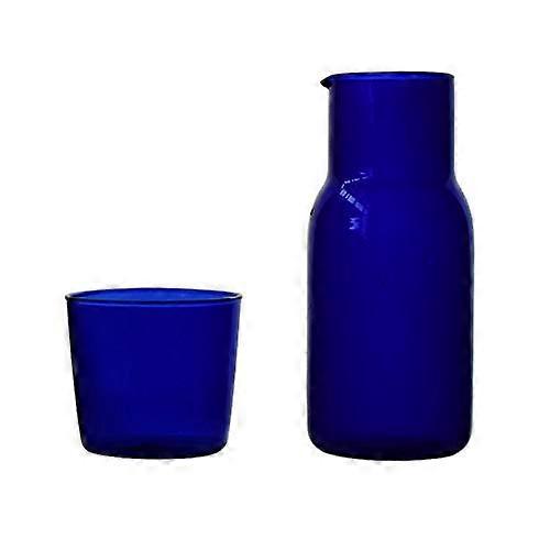 Glass Tea Cup Set with Heat Resistant Borosilicate Pitcher, Large Capacity for Cold Drinks  Blue